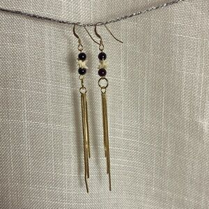 Gold Beaded Snake Vertebrae Dangly Earrings